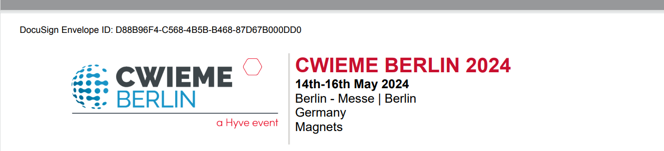 CWIEME BERLIN 2024, 2024. gada 14.–16. maijs